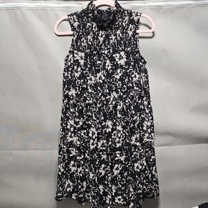 Taylor Black Floral Smocked Neck Mini Dress
